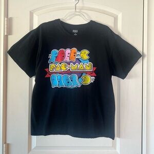 Brisco Brands Pac-Man T Shirt Large Unisex Black Retro 80s Video Game Graphic